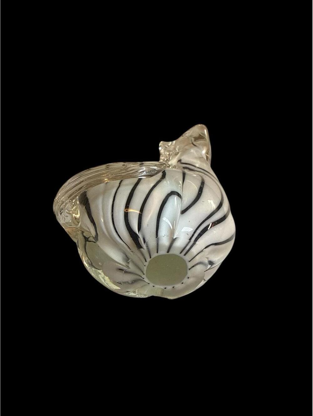 MCM Murano Style Art Glass Zebra Striped Figurine 5"H - Picture 6 of 7